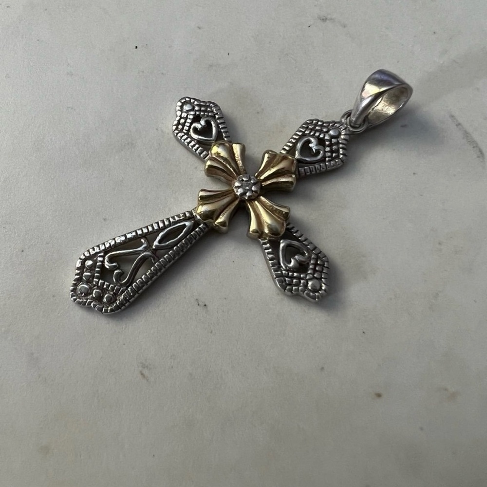Elegant Silver and Gold Cross Pendant